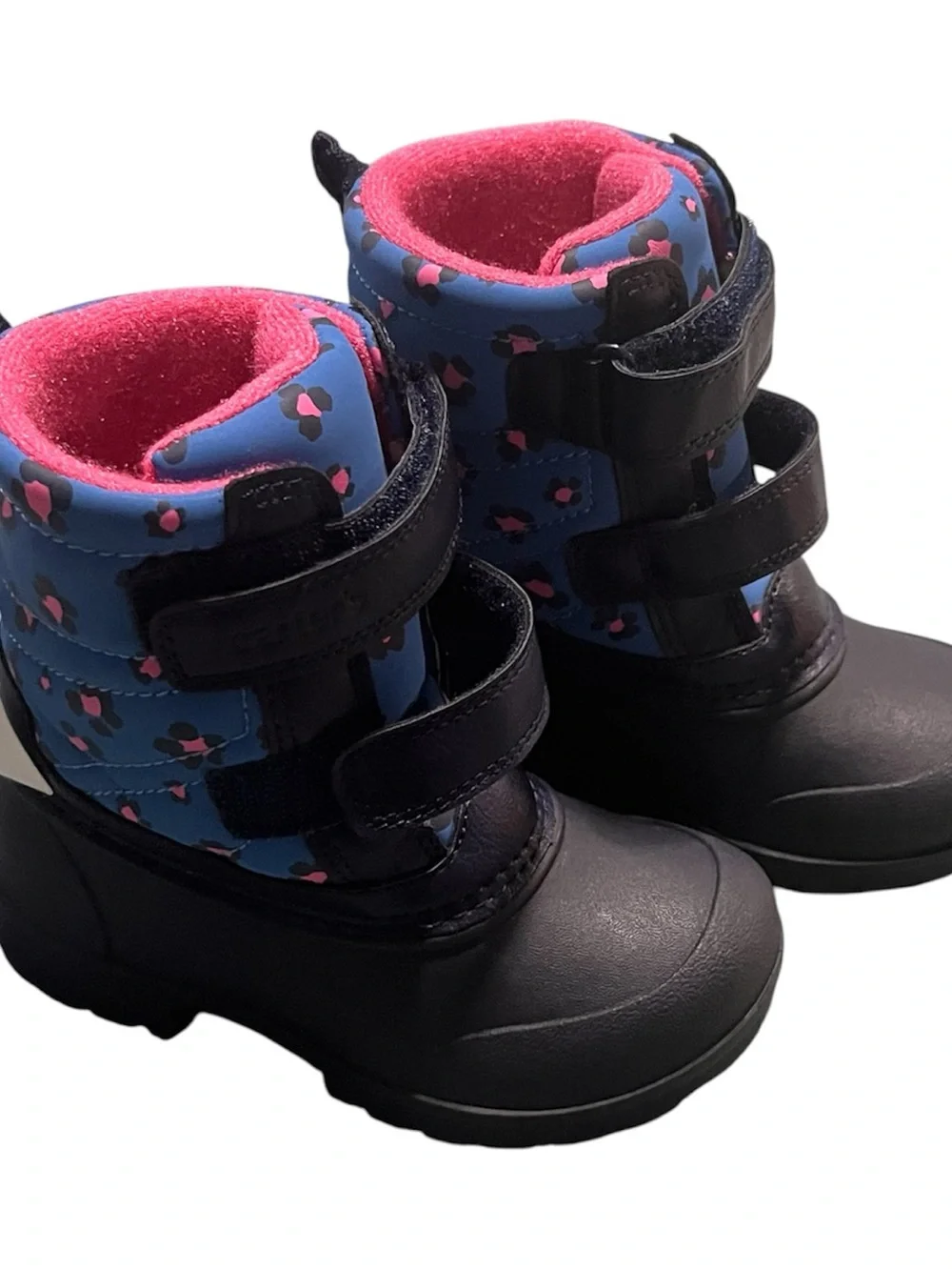 Carter's Navy Boots with Pink Leopard-Print Lining